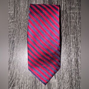 Nautica Men's Red & Blue Stripped Classic Silk Tie